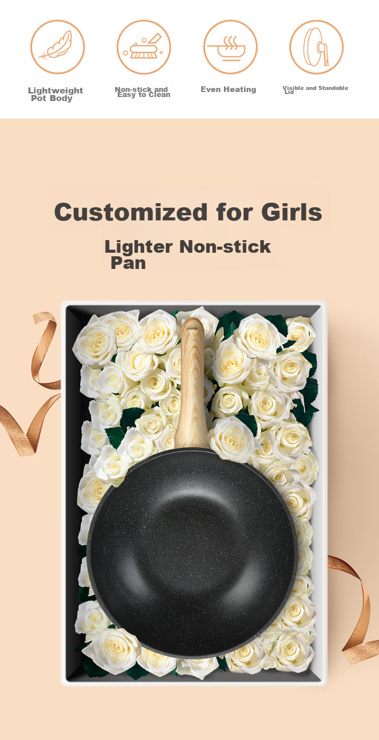 COOKER KING Non-Stick Wok, Easy to Clean, Maifanshi Color Stir-Fry Pan, 32cm, Compatible with Induction Cookers, Obsidian Series CG32HY 2