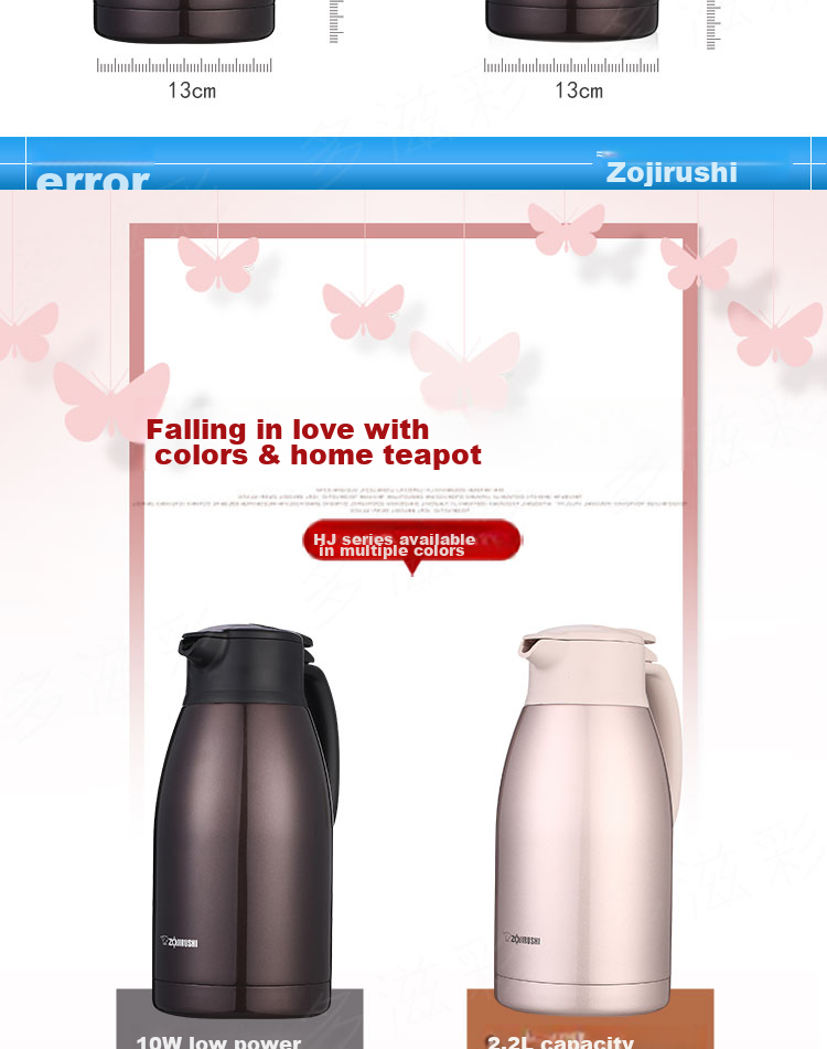 ZO JIRUSHI Insulated Thermos, 304 Stainless Steel Vacuum Hot Water Bottle, Large Capacity Coffee Pot for Home And Office Use, SH-HJ19C 2