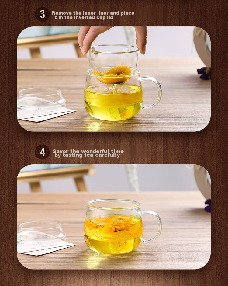 Fuguang Transparent Tea Cup with Inner Liner, Tea Infuser Mug, Office Glass Water Bottle, 350ml 7