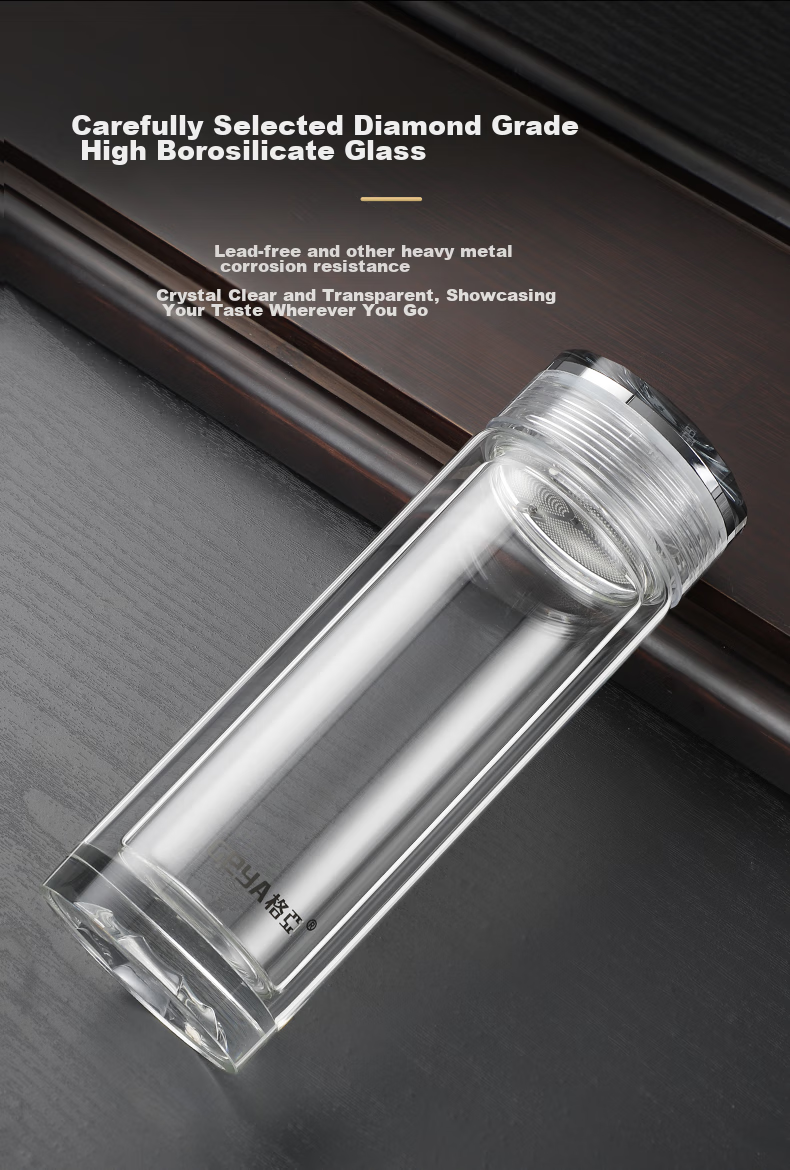 GEYA Double-Layer Glass Cup for Men, High-End Business Glass Tea Cup, Water Glass, Tea Infuser Cup, Gift Customizatio 3