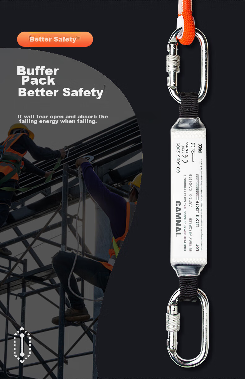 Kanle Safety Lanyard with Hook, High-Altitude Work Rope, Wear-Resistant Construction Site Safety Belt, Electrical Work Protection Strap 9