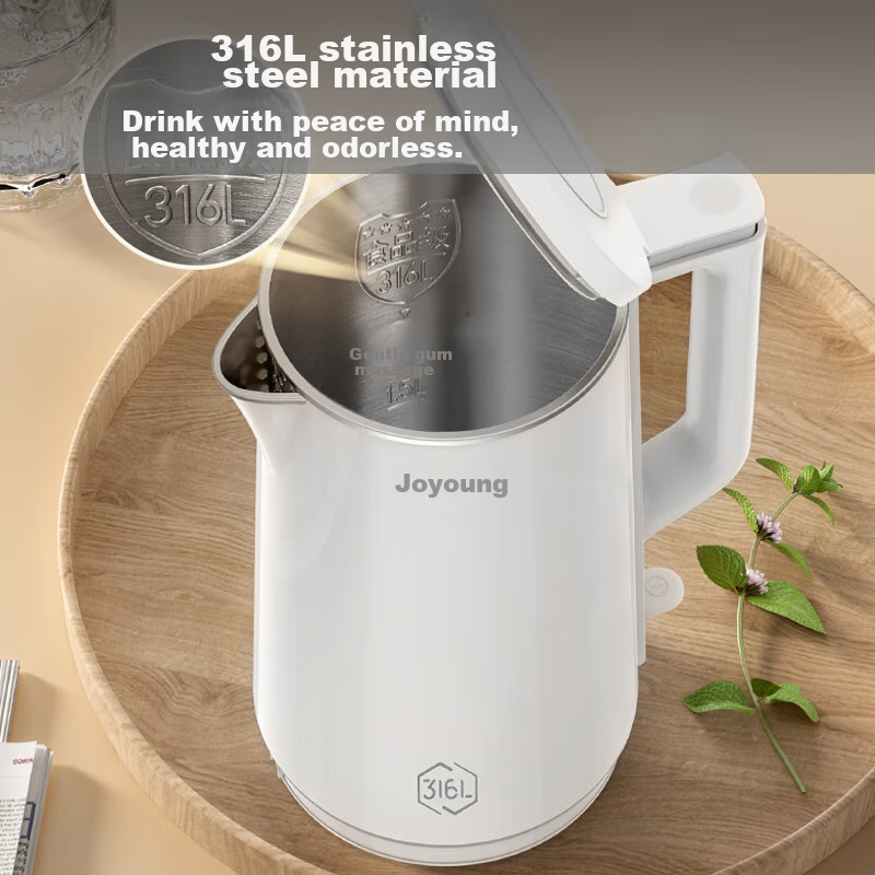 Joyoung Electric Kettle, 2L Large Capacity, 316L Stainless Steel Seamless Inner Tank, No Glue, Household Water Boiler, K20FD-W513
