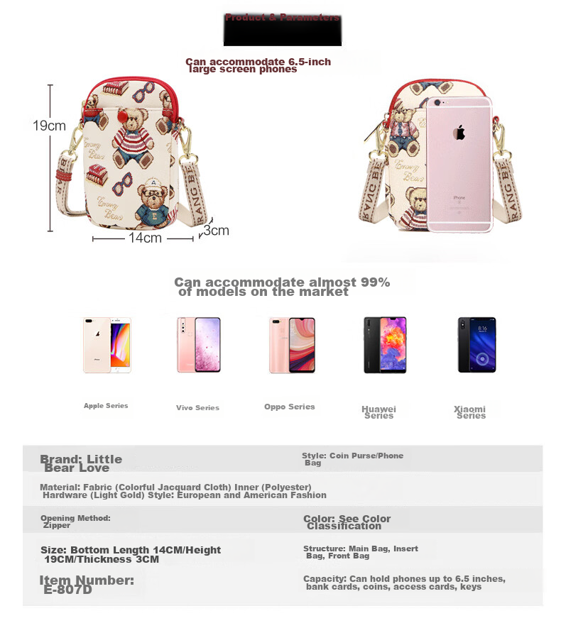 Xiaoxiongyilian Embroidered Fashionable Phone Bag, Women's Crossbody Bag, High-End Stylish Versatile Shoulder Mini Satchel, Valentine's Day Gift 12