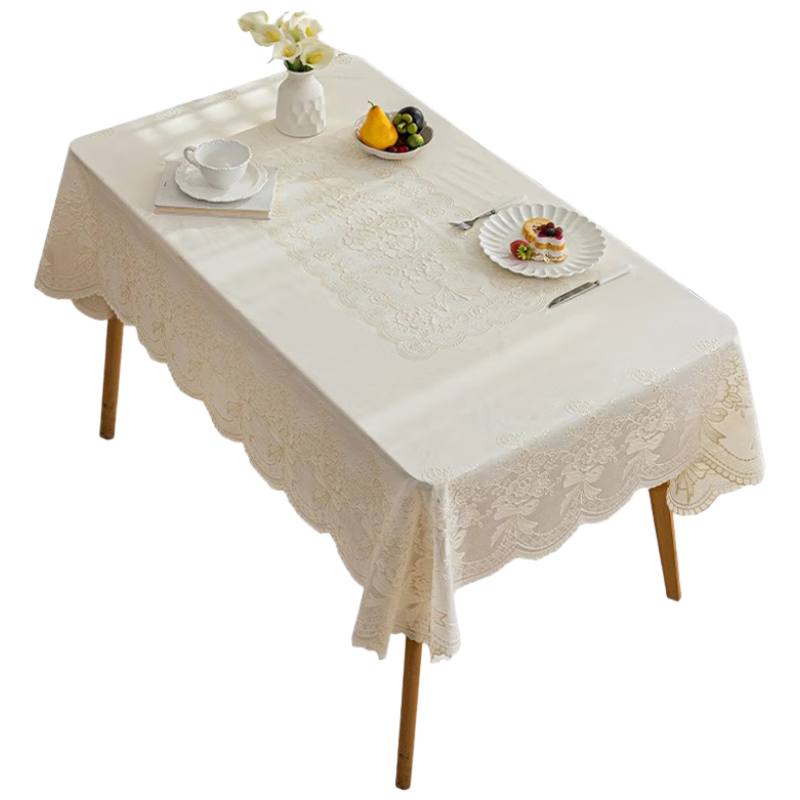 AVIVI Tablecloth, Waterproof And Dustproof, Oval PVC Lace Tablecloth, Coffee Table Cover, 137*183 Cm, Qingcheng Peony Patter