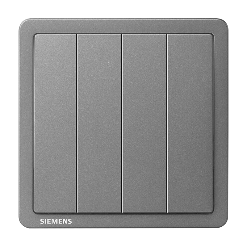 SIEMENS Switch Panel Socket, Four-Gang Double-Control Switch Panel, Zhi Dian Deep Gray Silver 5TA14433NC07
