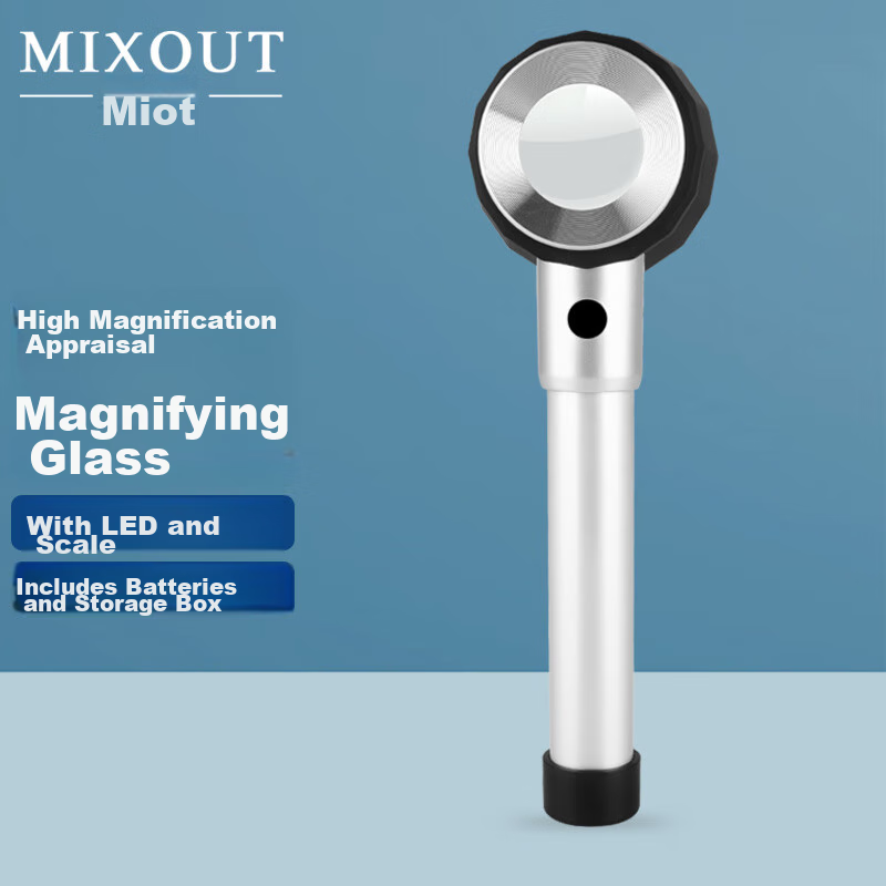 MIXOUT Magnifying Glass with High Magnification for Authenticating Liquor, Moutai, Antique Items, Stamps, with Light And Scale