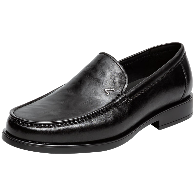 SATCHI Men's Shoes, Cowhide Leather Men's Dress Shoes, Massage Derby Shoes, Business Casual Shoes, 212482228Z, Black, Size 39