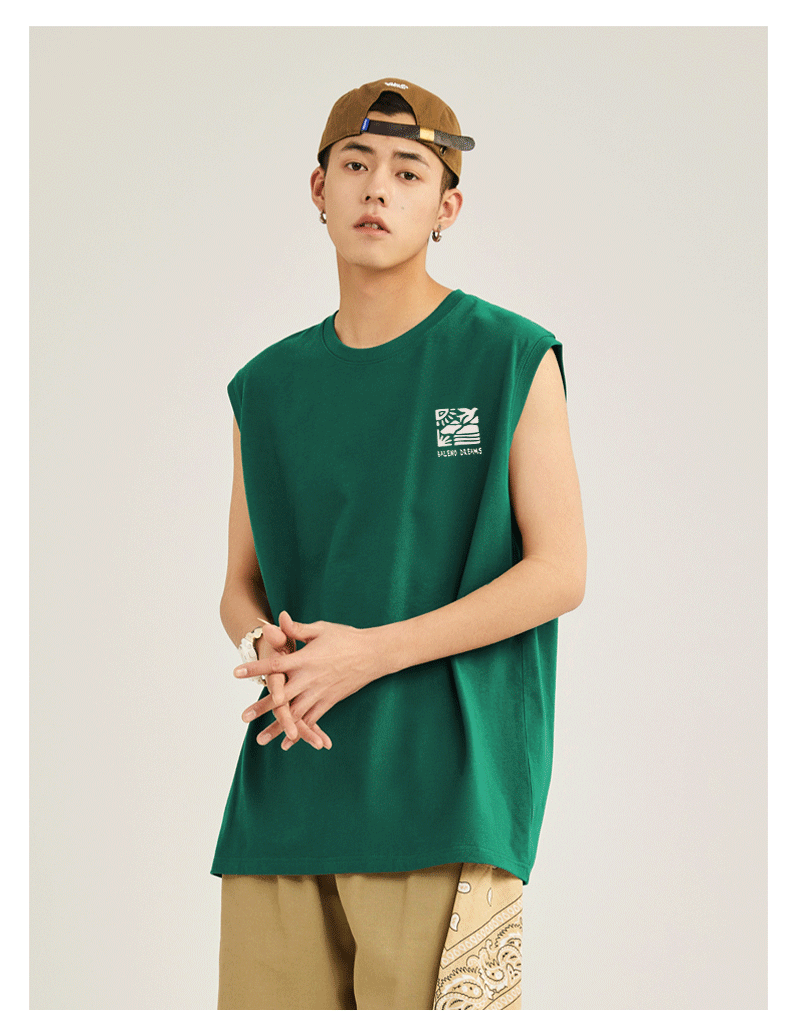 Baleno Cotton Tank Top for Men, Summer Breathable Basic Style, Sports Fitness Sweat-Absorbing Basketball Loose Versatile Casual Vest Undershirt 9