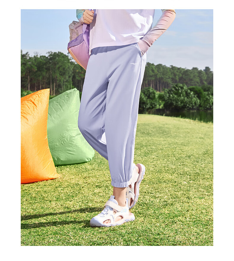 ERKE Children's Clothing, Boys And Girls, Big Kids' Sweatpants, Summer Knitted Sun Protection Three-Quarter Pants, Dream Purple, Size 150 26