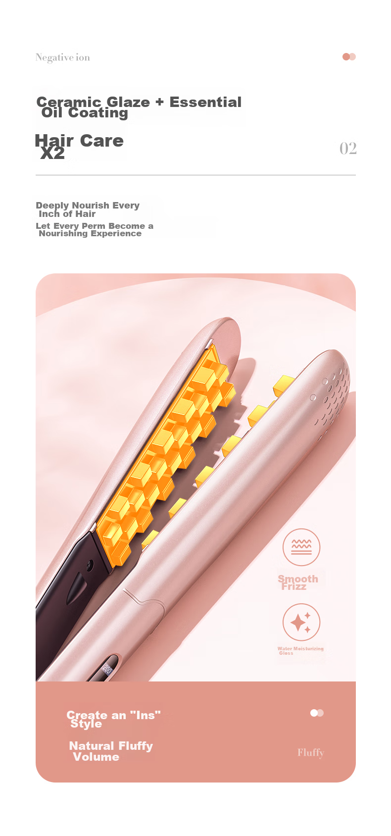 AUX Corn Silk Volumizing Hair Straightener [Negative Ion], Curling Iron And Flat Iron Combo, Hair Volumizer, Hair Straightening Tool for Men And Women, Root Lift Volumizing Clip, Electric Hair Straightener Gift 5