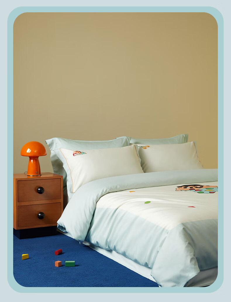 MIDO HOUSE Mingdu & Crayon Shin-Chan Collaboration Long-Staple Cotton Printed Bedding Set, Sleepwear Party, Fitted Sheet Style for 1.8m Bed 9
