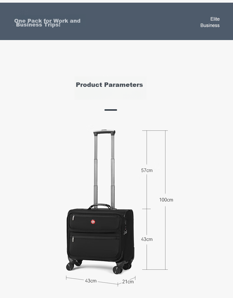 CROSSGEAR Swiss Military Knife Men's Short Trip Travel Trolley Suitcase, 16-Inch Password Business Trip Small Canvas Carry-On Luggage 13