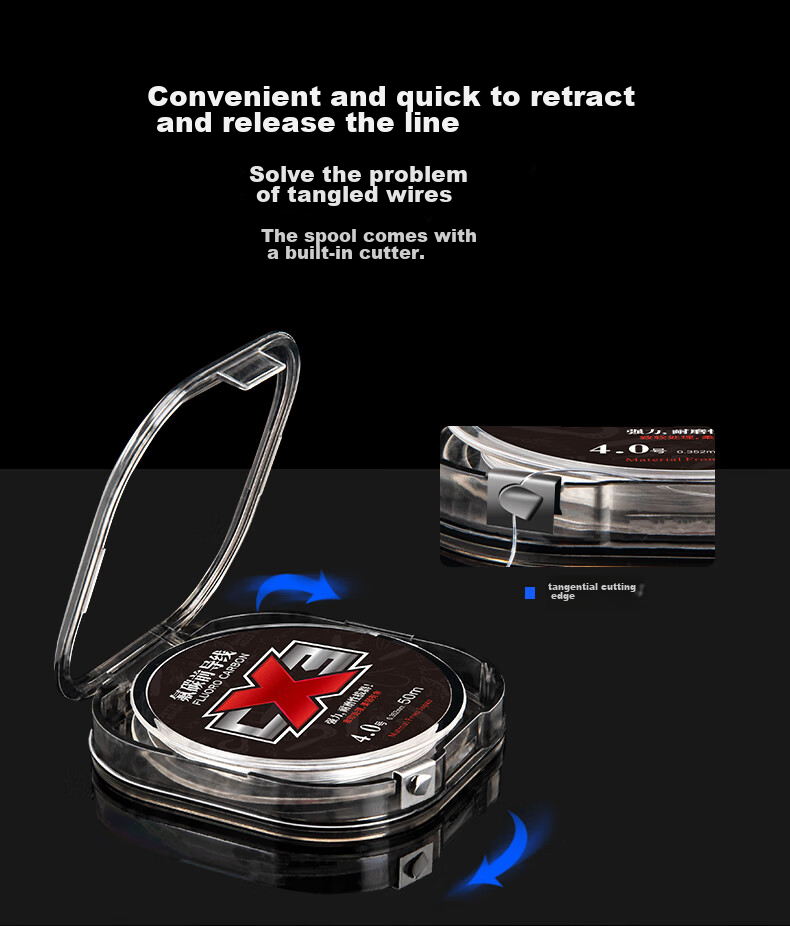 Guowangliya Fishing Line, Carbon Fiber Leader Line, Carbon Thread, 50 Meters, Wear-Resistant, Anti-Bite Sea Fishing Line, Size 3/50 Meters 8