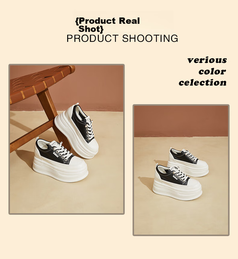 DAPHNE Thick-Soled Height-Increasing Casual Shoes for Women, Classic Sneakers, Height-Increasing Slimming White Shoes for Petite Women, White, Size 35 16