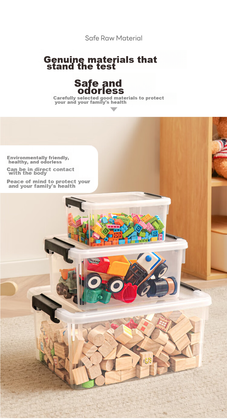 Xitianlong Desktop Storage Box, Multifunctional Transparent Storage Box with Lid, Toy And Snack Storage Container, Clear 3-Liter Capacity, Set of 3 6