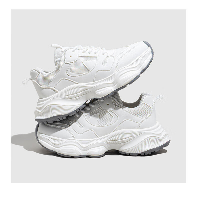 Huili Women's Chunky Sneakers, Mesh Upper Sports Shoes, Ladies' Thick-Soled Breathable Casual Shoes, 3075 White And Black, Size 35 10