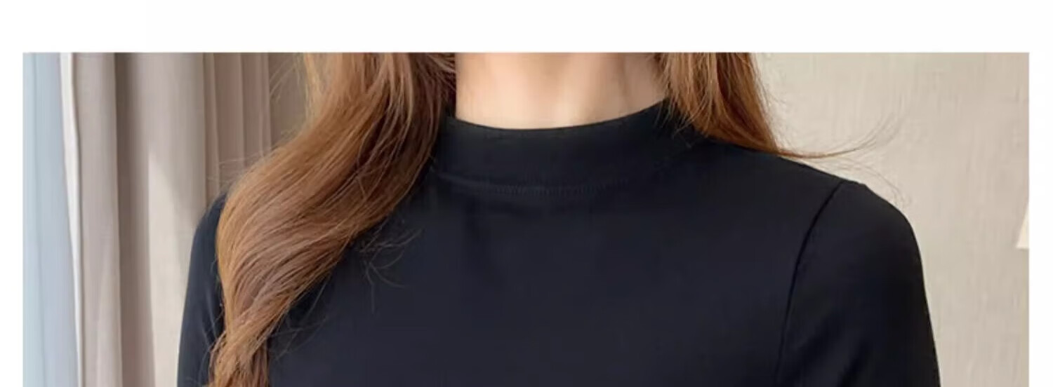 TUCANO Women's Mid-Length Sleeve Base Layer Top for Autumn, Semi-Turtleneck Five-Quarter Sleeve Regular Shoulder Slimming Inner Layer Half Sleeve Top, White, 2XL 5