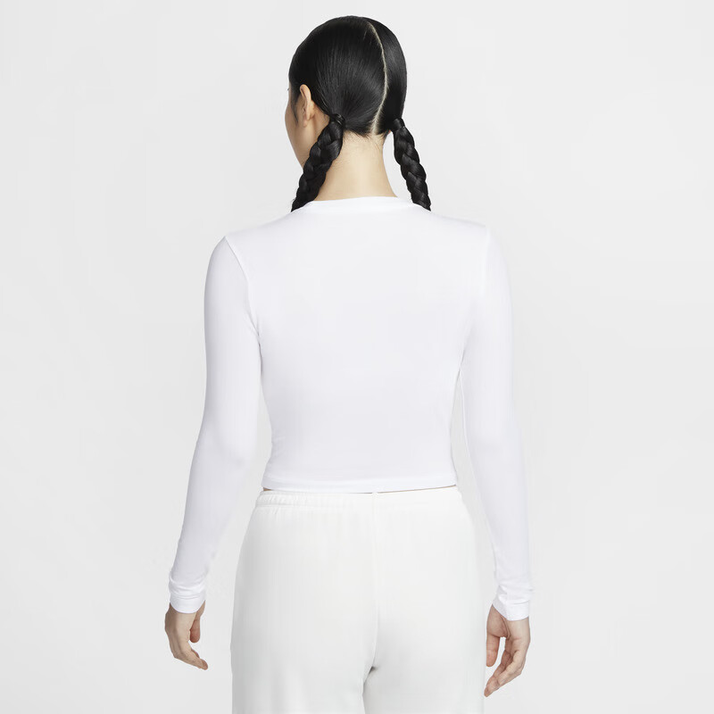NIKE Spring And Summer Women's Long-Sleeve Round Neck T-Shirt, Athletic Casual, Slim-Fit HF5323-100 White XL 6