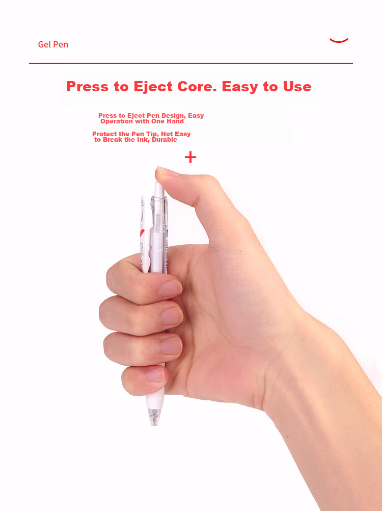 ZEBRA JJ99 Red Feather Retractable Gel Pen, 0.5mm Bullet Tip Signing Pen, Student Note-Taking Exam Practice Pen, Office Use Black Pen, White Barrel with Black Ink, Pack of 10 6