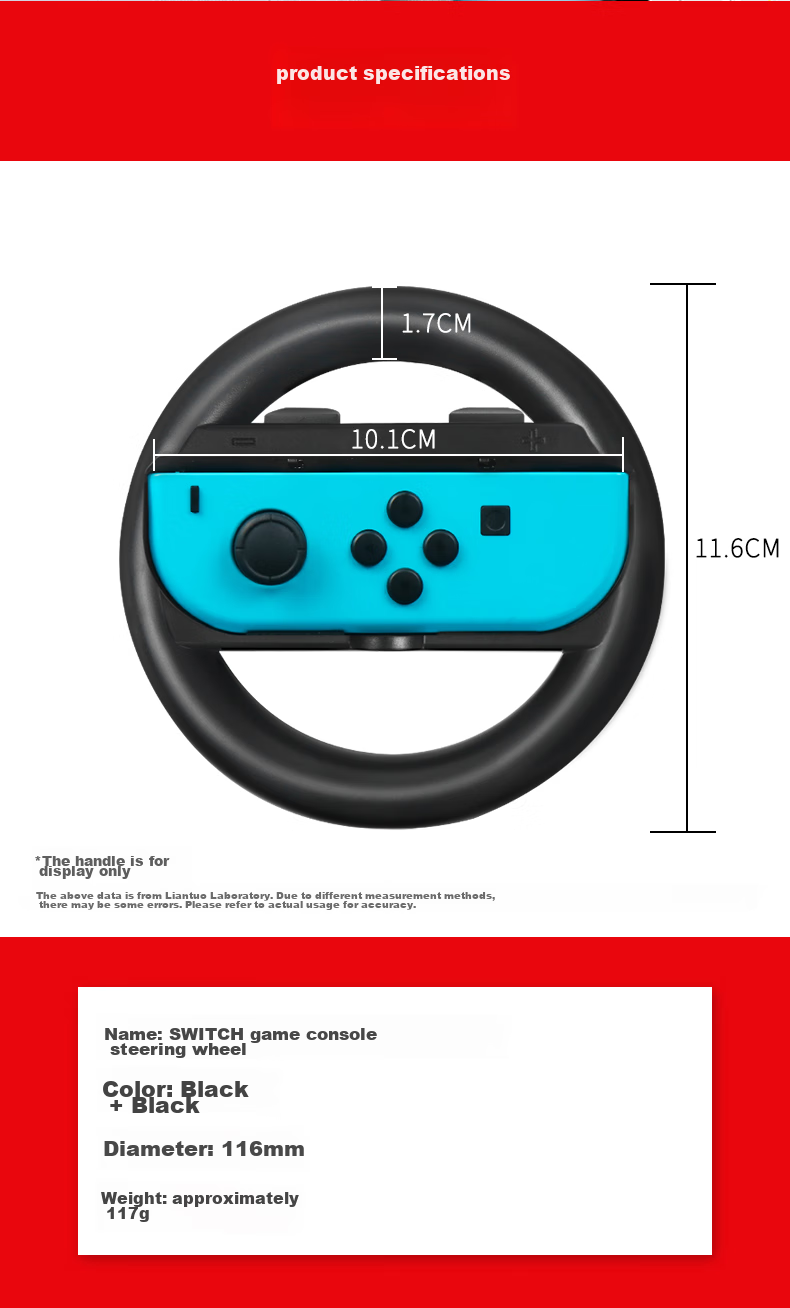 LinkStone Switch Game Controller Mario Kart 8 Handle, NS Peripheral Accessory, Joy-Con Game Console Controller Steering Wheel, Black + Black 6
