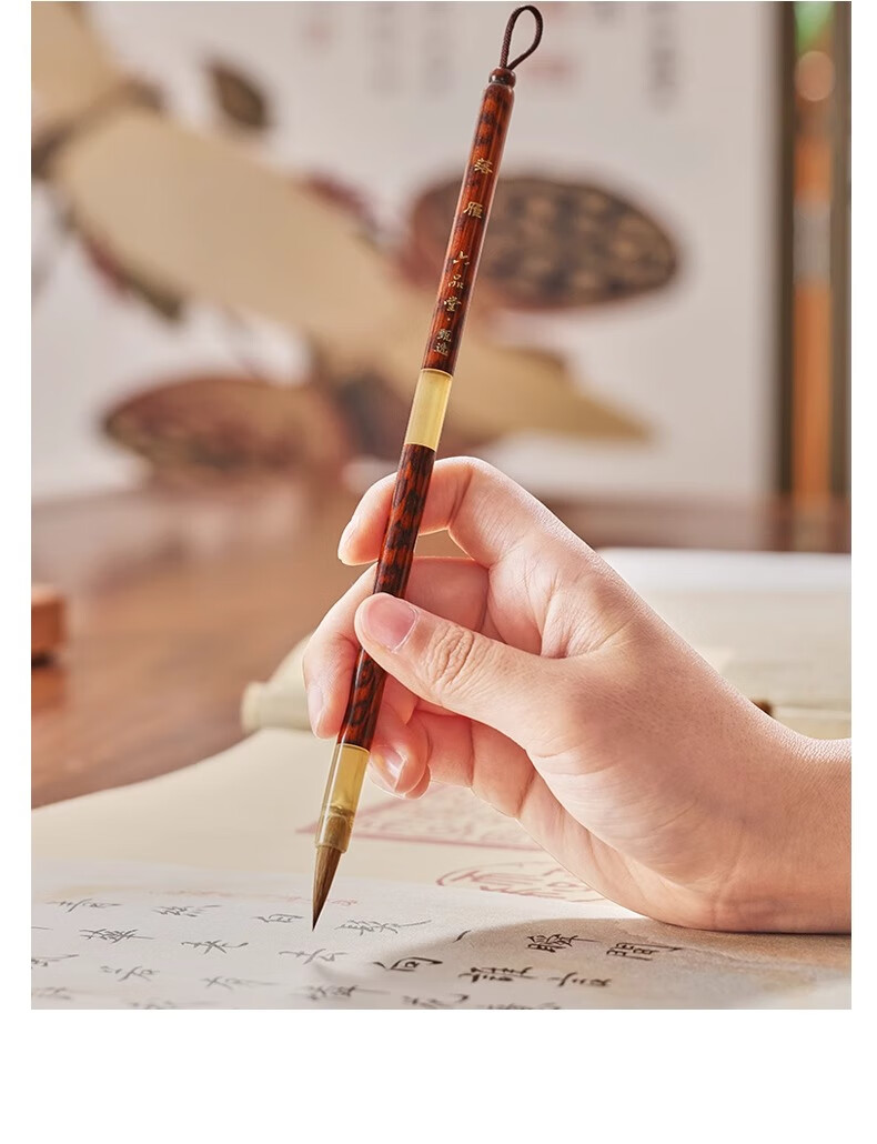 Liupintang Jingtailan Wolf Hair Brush Set, Medium Regular Script And Mixed Hair for Beginners, Four Treasures of The Study, Sheep Hair for Regular Script, Clerical Script And Running Script, Gift Box for Chinese Painting Beginners, High-Quality Hu Brush 6