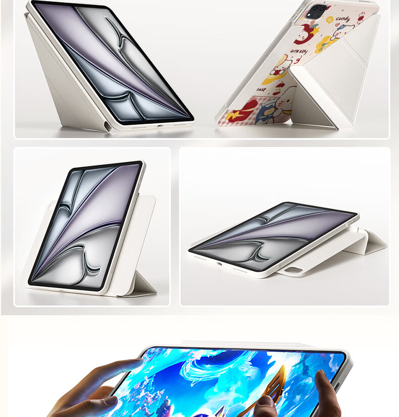 RBP Compatible with 2025 New IPad 11/10 Case, A16 Chip 10th Generation Tablet Protective Cover, Upgraded 3Y Foldable Magnetic Detachable Anti-Bend Pen Holder Apple Kitty 3