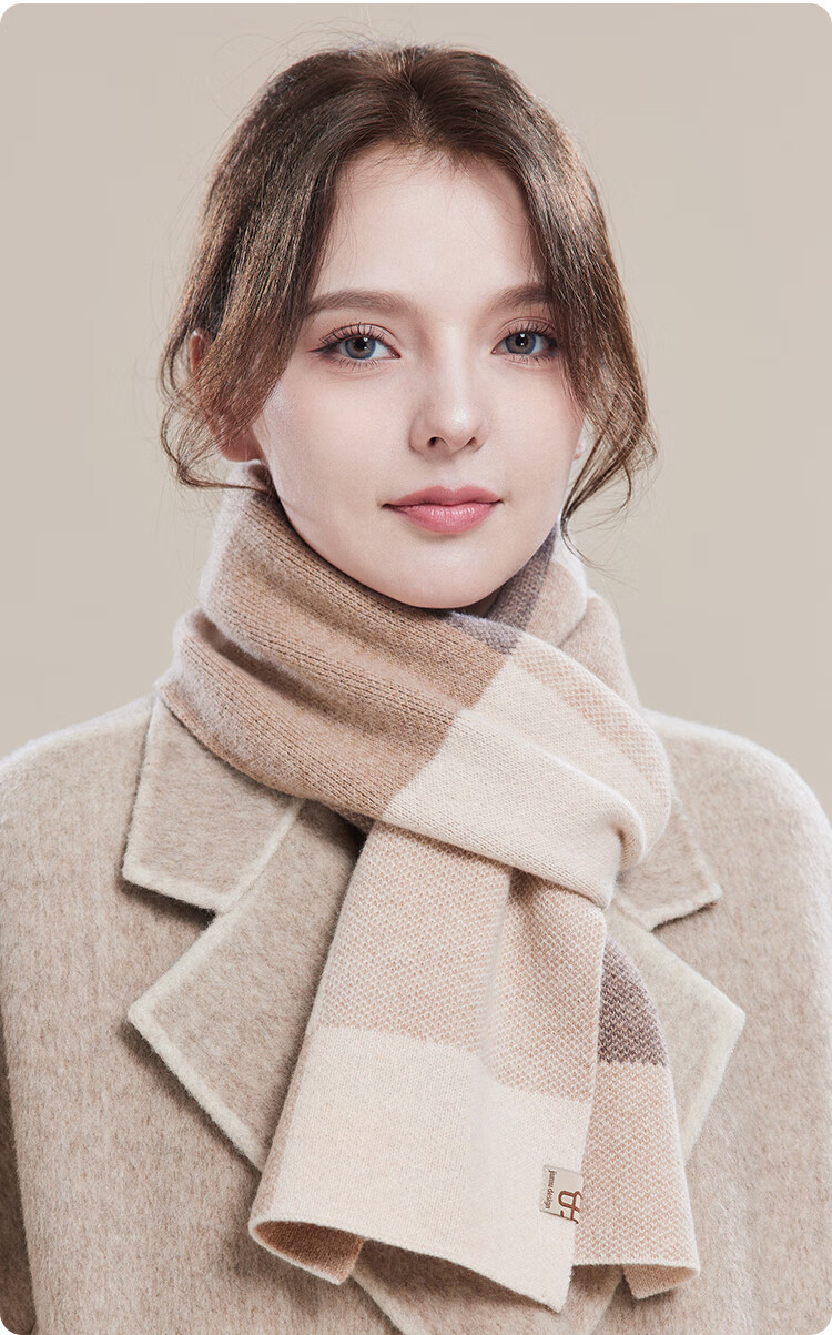 JIUMU Pure Wool Scarf for Women, Autumn And Winter Ladies' Warm Neck Warmer, Gift for Girls on National Day Or Birthday, Gift Box Packaging 13