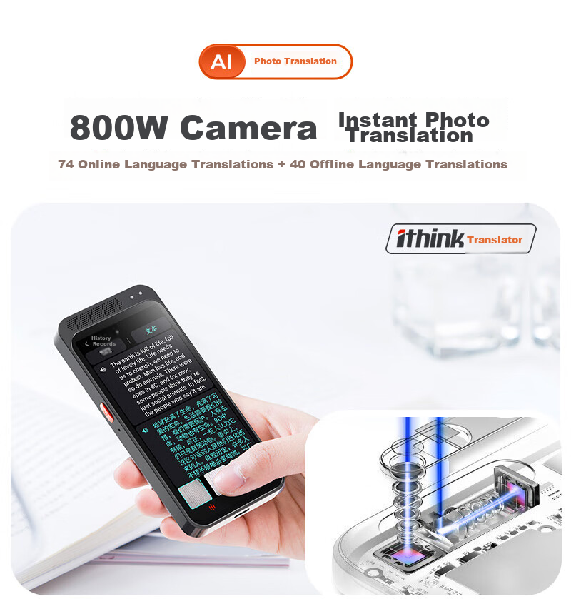 Ithink Translator, Multi-Language 4G Translator, Real-Time Translation with Photo And Audio Capture, Offline Voice Translation, Portable for Business And Travel, Real-Time Speaking Translation Pe 11