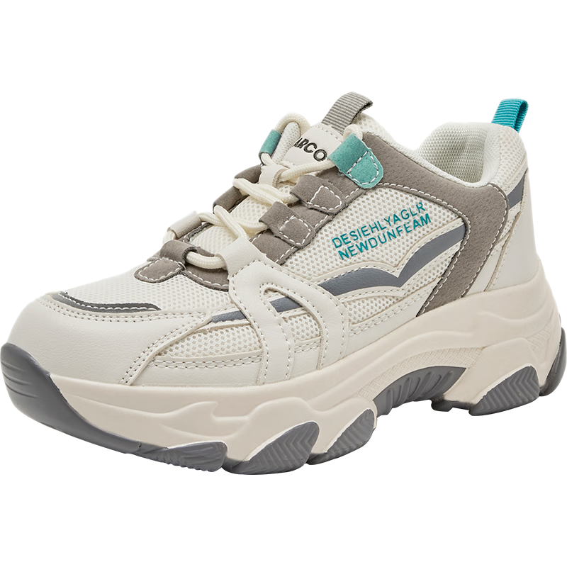 Yierkang Women's Chunky Sneakers, New Casual Sports Shoes, Lightweight Mesh Upper, Thick Sole, Versatile Trendy Footwear, White/azure, Size 35