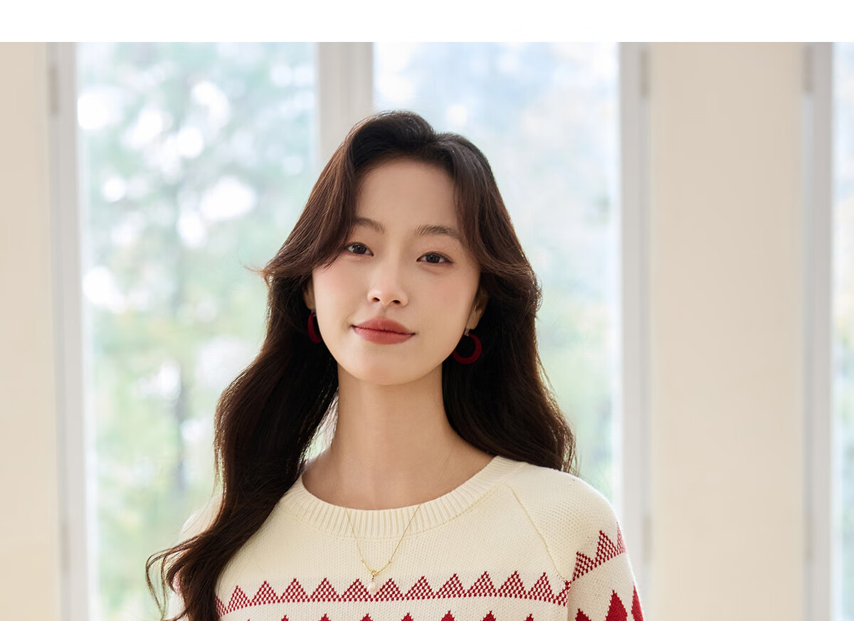 PinCai Knitted Sweater for Women, Round Neck, Retro And Gentle, Suitable for Outdoor Wear, Christmas Style, Lazy And Soft Knit Sweater P144Z9008 39
