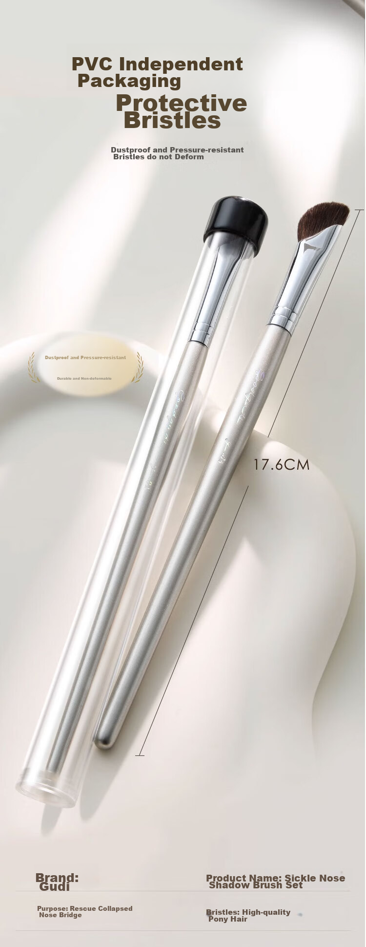Goood Sickle-Shaped Angled Nose Shadow Brush, 2-Pack Professional Contouring Brush, Side Light Highlighter Angled Makeup Brush 13