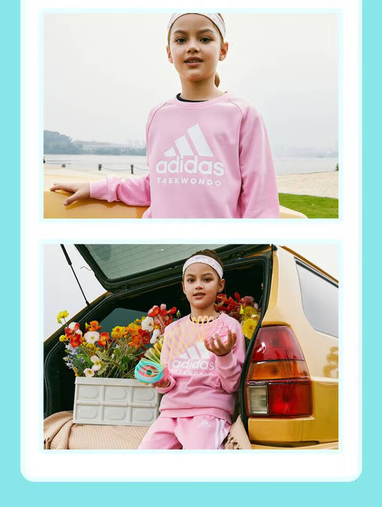 Adidas Children's Wear, Autumn And Winter Inner Layer Sweatshirt Pullover, Long-Sleeve Top ADICLTL19K, Pink/white, Size 128 19
