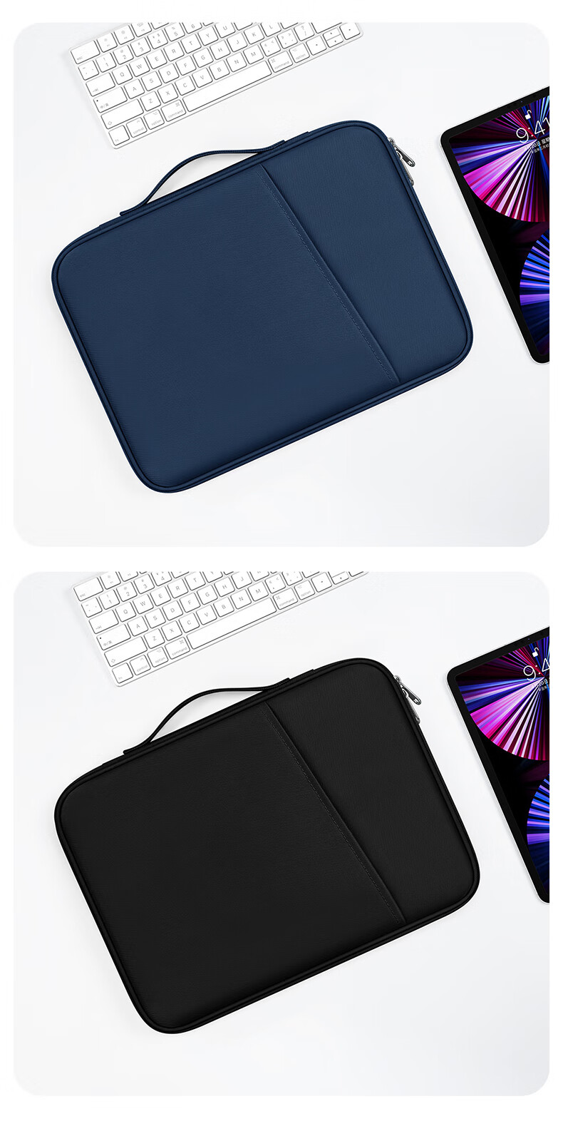 JPLAYER Tablet Storage Bag, 13-Inch Shockproof Protective Case, Handbag Suitable for IPad Pro/Huawei MatePad Pro 12.6/Lenovo Xiaoxin/Xiaomi, Fresh Gree 20