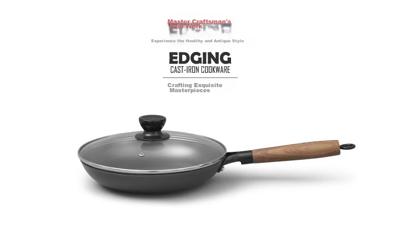 Dianjiang Cast Iron Skillet, 26cm, Non-Coated, Traditional Pan for Home Use, Breakfast Frying, And Steak Cooking 12
