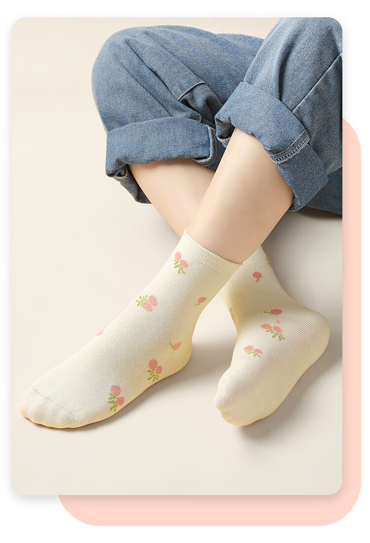 Bingxuemumian Children's Socks, Girls' Mid-Calf Socks for Autumn And Winter, 6 Pairs of Seamless Cotton Socks, Spring And Autumn Short Socks with Lace Trim for Small to Big Kids And Students 21