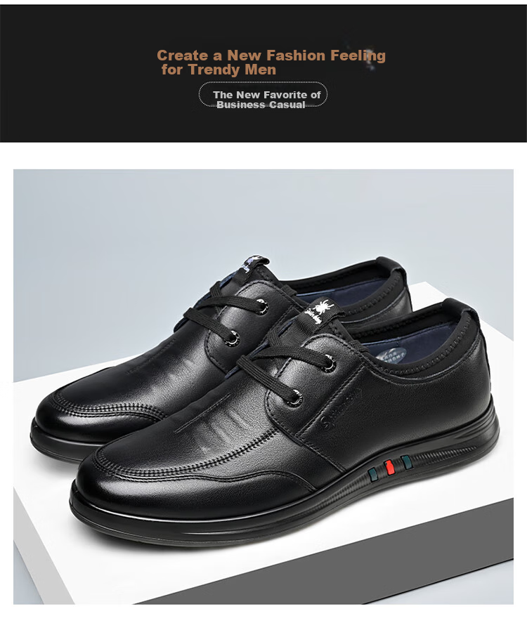 SPIDER KING Men's Casual Leather Shoes with Lace-Up, Korean Style Soft Sole Fashionable Business Men's Loafers, Black, Size 40 10