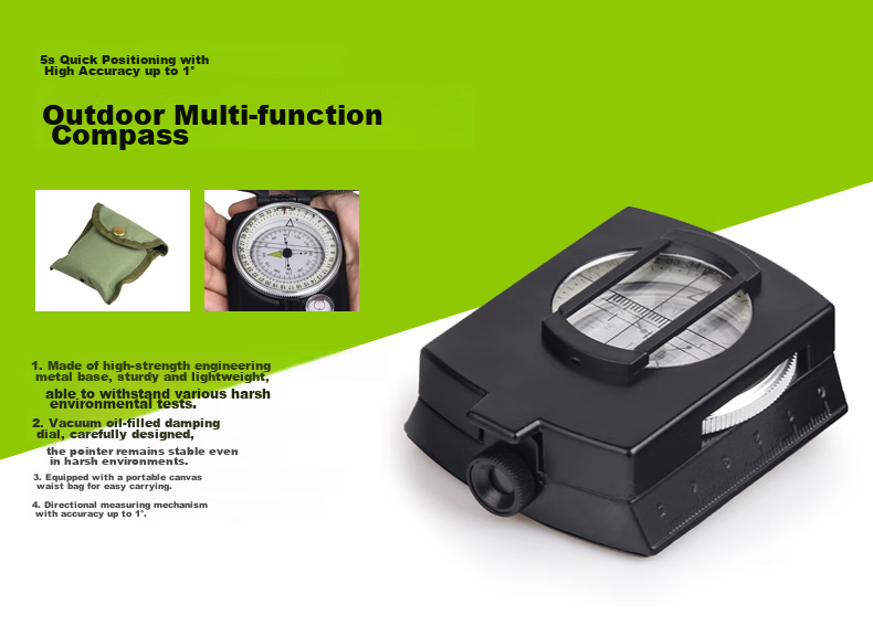 BIJIA Multifunctional Professional Compass, Outdoor Hiking Compass, Geological Compass with Fluorescent Ring, High Precisio 11