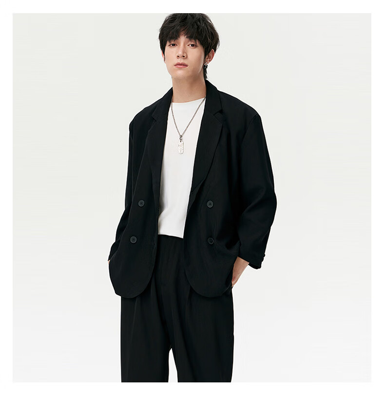 MMOPTOP Luxurious High-End Suit Jacket for Men, Spring And Autumn Trendy Cool Casual Blazer Top X233 Black 2XL 11