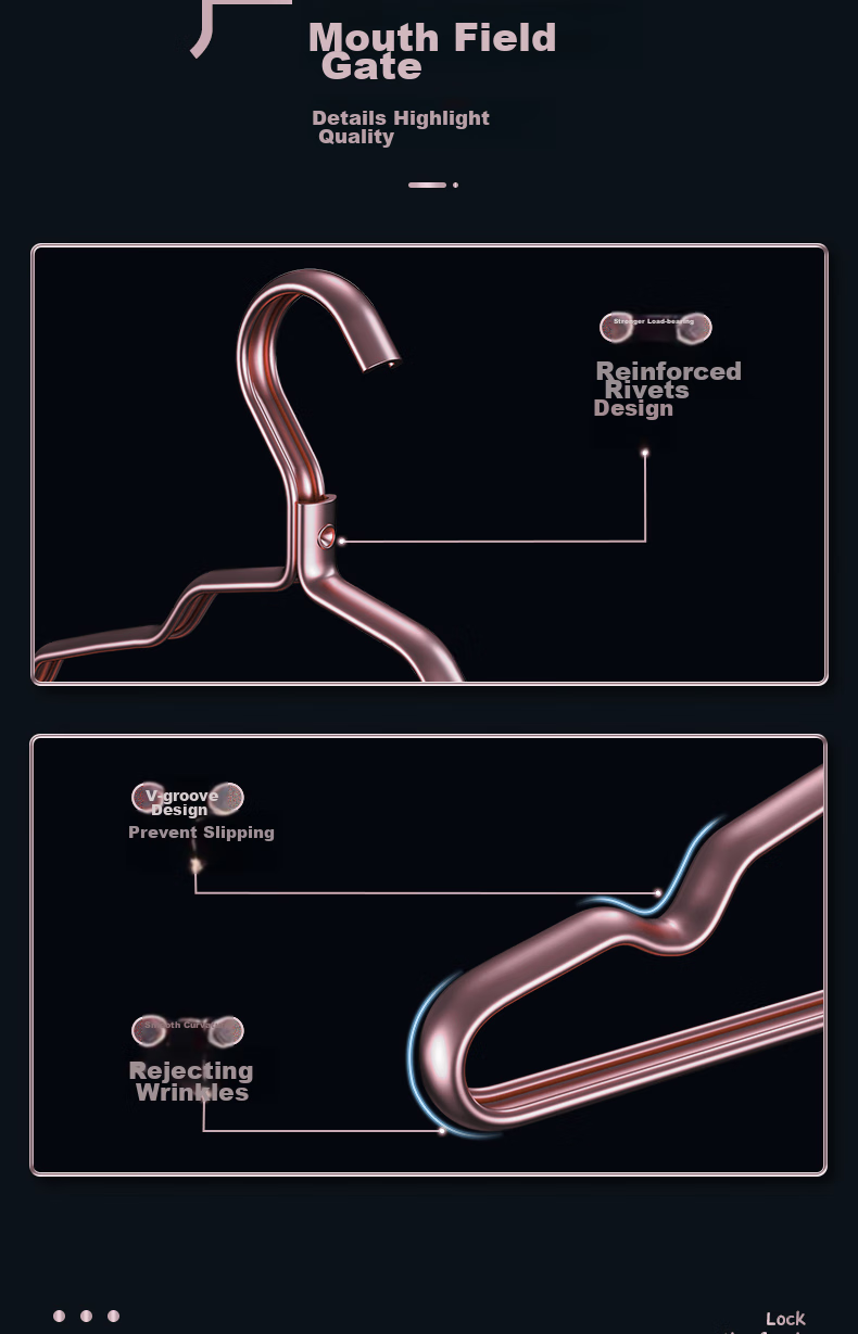 MENGTING Aluminum Alloy Hangers, Household Rust-Resistant Neck Protection Seamless Hangers, Rose Gold, Pack of 10 8