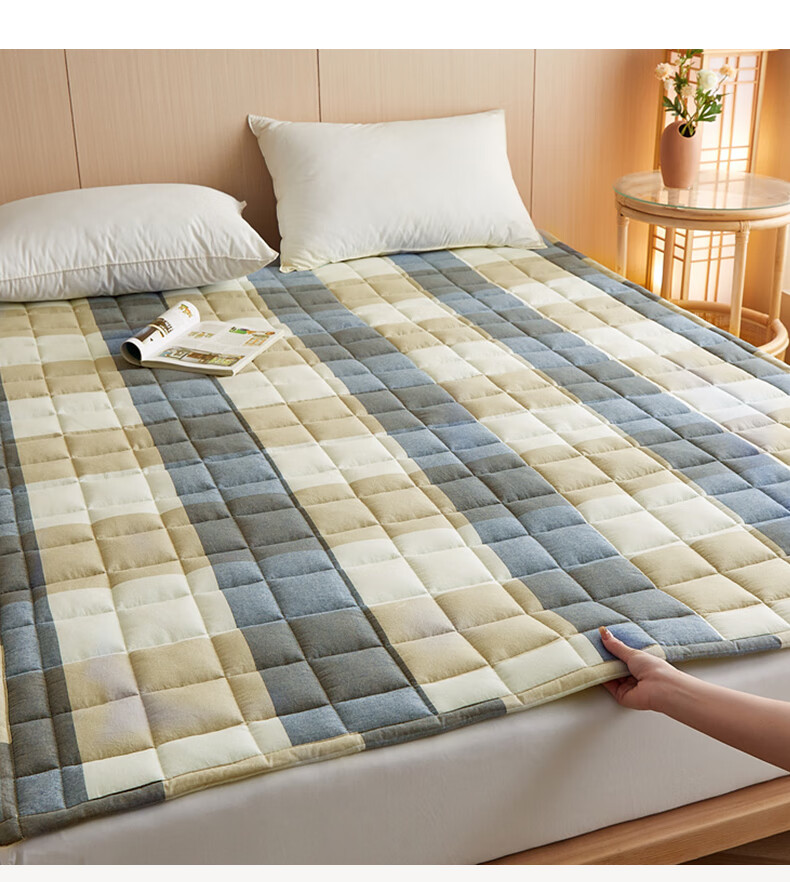 Wuyinliangpin 100% Cotton Mattress Pad, Xinjiang Cotton Bed Cover with Pure Cotton Fabric, Foldable Home Use Mattress Topper, 1.5x2 Meters 4