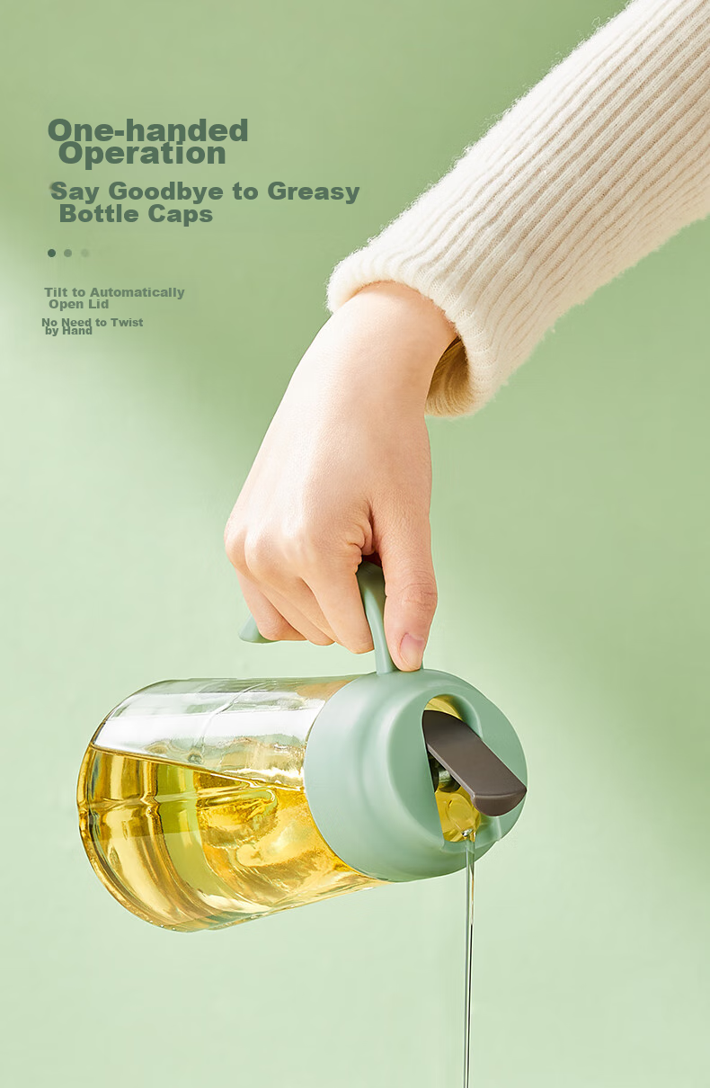 Chuida Huang Kitchen Household Glass Oil Dispenser Transparent High Borosilicate Glass Oil Bottle 600ML 2