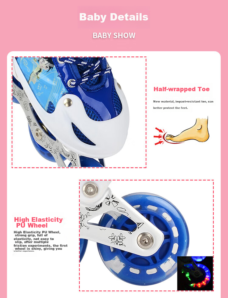 EVERVON Roller Skates for Children, Inline Skates with Full Lighting, EV388 Model with Helmet And Protective Gear, Purple, Size M (Suitable for Ages 6-12) 11