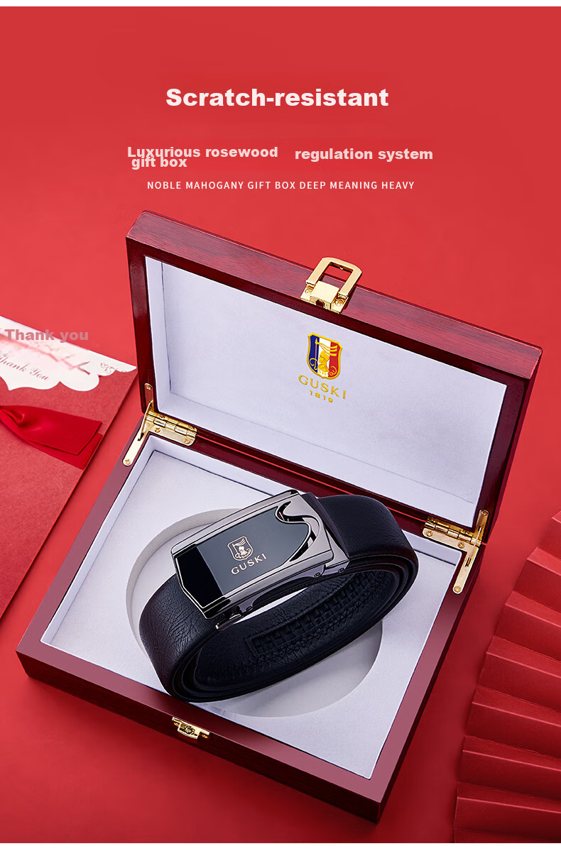 GUSKI Genuine Leather Belt for Men with Automatic Buckle, Business Trouser Belt in Gift Box, Birthday Present for Boyfriend Or Husband 13