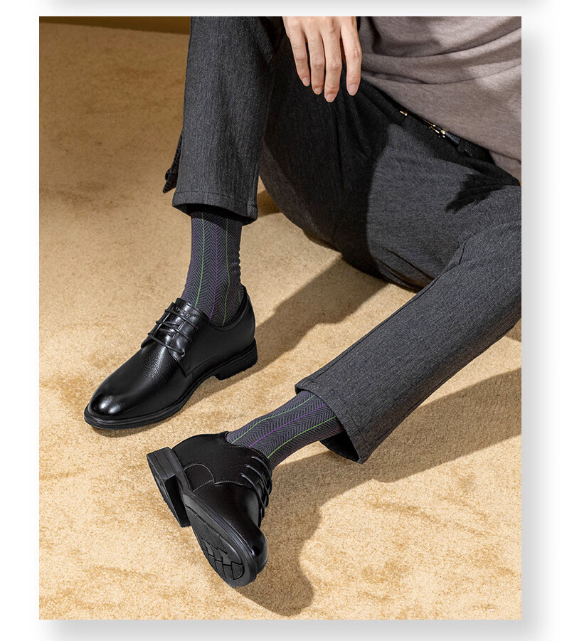 LAORENTOU Men's Leather Shoes, Lace-Up Business Formal Shoes, Small Size Invisible Height-Increasing Shoes, LA11713, Black, Size 38 6