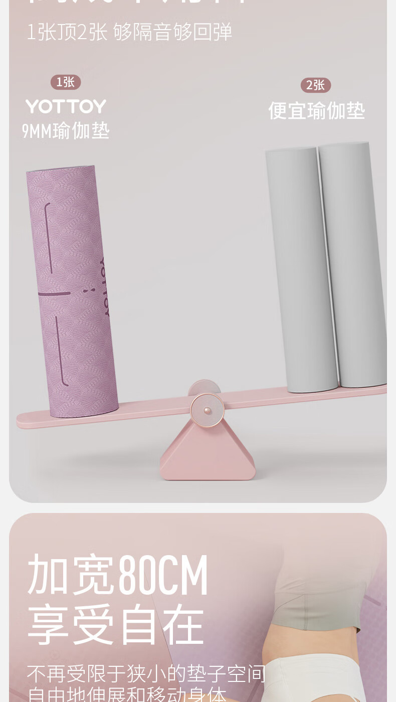 Yottoy Yoga Mat, Thickened Non-Slip Exercise Fitness Mat, Widened 185*80cm, for Beginners, Men And Women, 9mm, Home Use Floor Mat 4