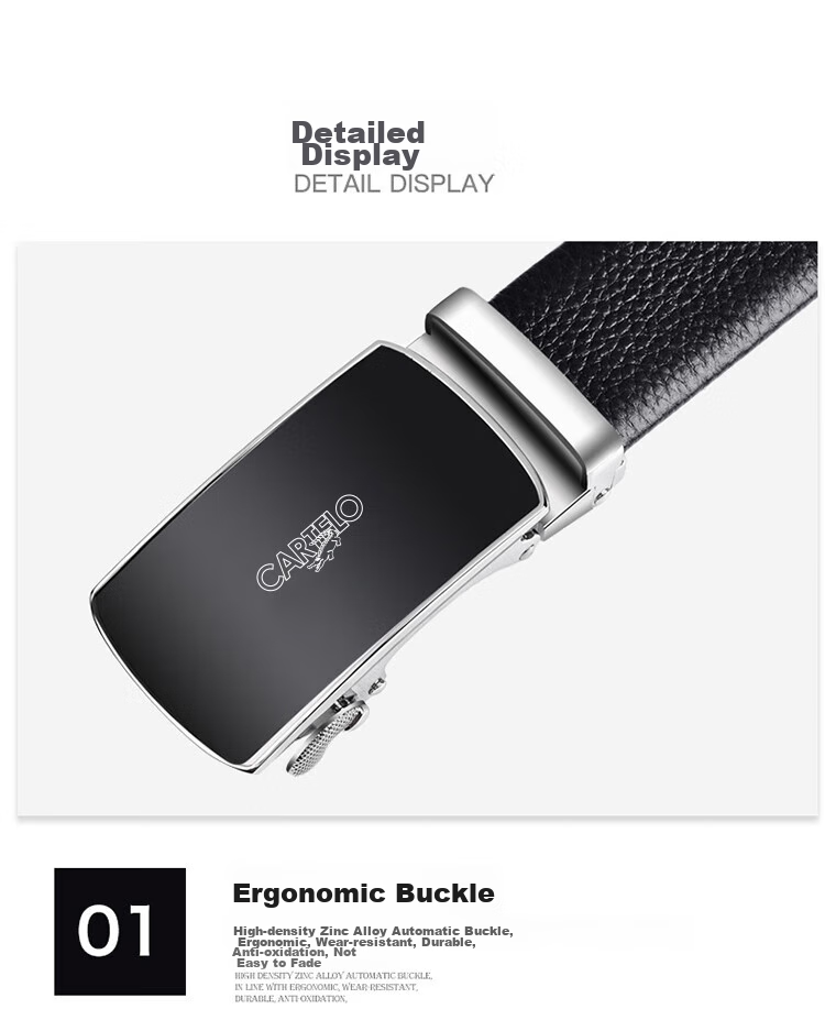 CARTELO Men's Casual Automatic Buckle Belt, Top-Grain Leather, Youth Business Trouser Belt, Gift for Boyfriend Or Father's Day 14