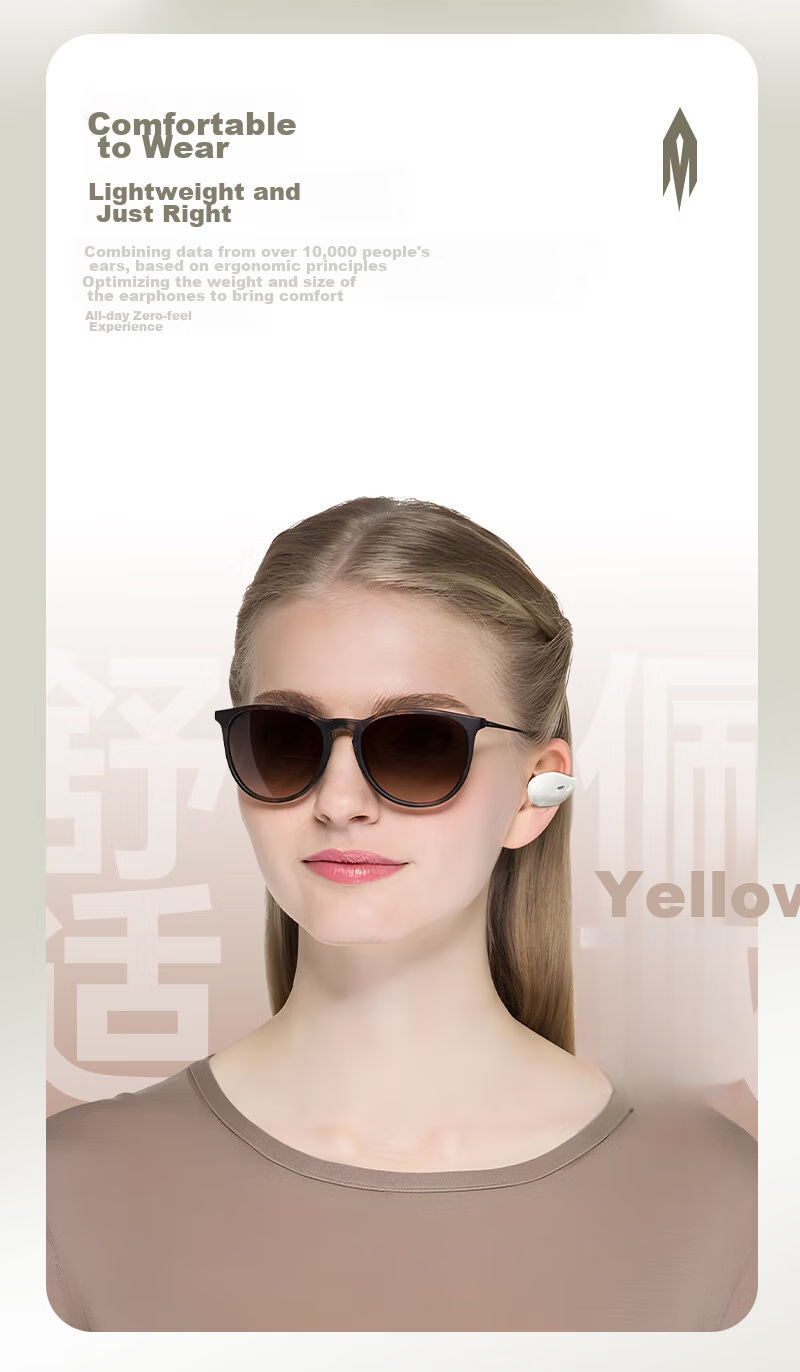 AIRMARS FORSMARTPHONE Bluetooth Headphones, Wireless Earphones, Clip-On Style, Active Noise Cancellation, Stereo Surround Sound, Long Battery Life, Ear-Hook Bone Conduction Concept, Compatible with Apple And Huawei, ABO15 Off-White 5