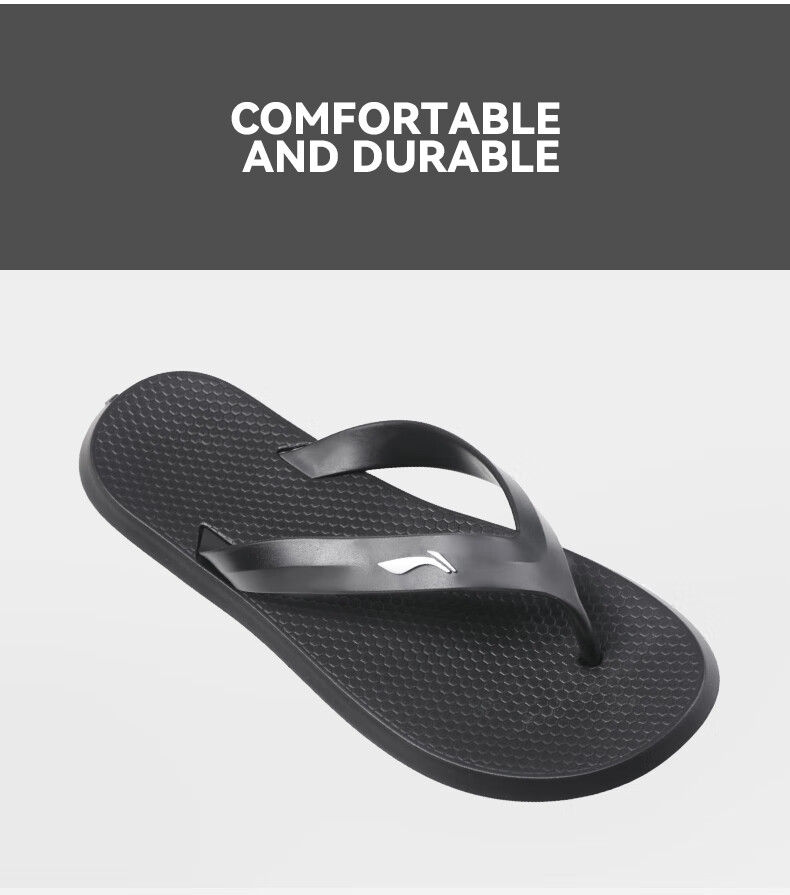 Li-Ning Flip Flops for Men, Non-Slip Swimming Sandals, Summer Outdoor Wear, Trendy Soft-Soled Thong Slippers, Odor-Resistant And Waterproof Style 9563 Black Size 41 1