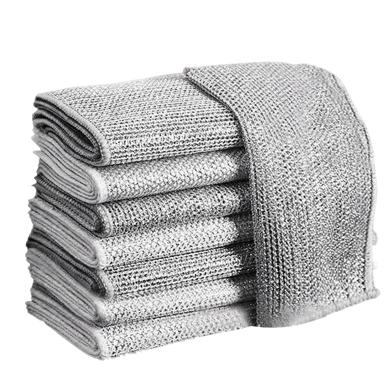 LYNN Large Double-Layer Steel Wire Cleaning Cloth, Alternative to Steel Wool Pad, 20*20cm*8 Pieces, Kitchen Pot Scrubber, Dish Washing Cloth, Cleaning Tool