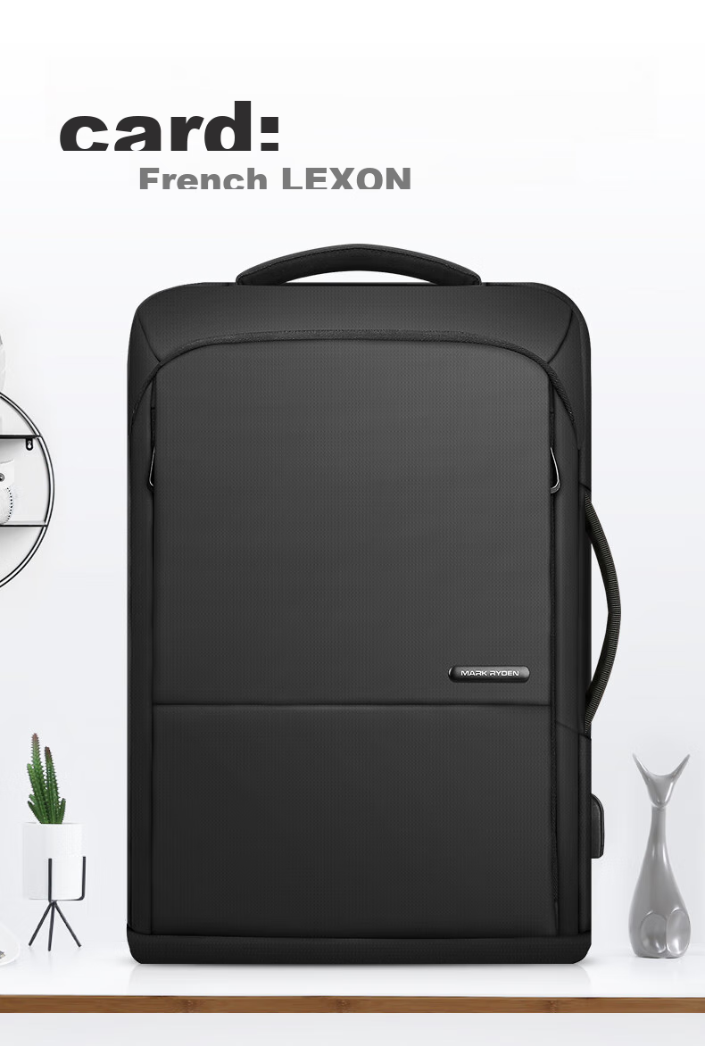MARK RYDEN Backpack for Men, Multifunctional Briefcase, Business Casual Travel Bag MR9533 Upgraded Version in Elegant Black 1